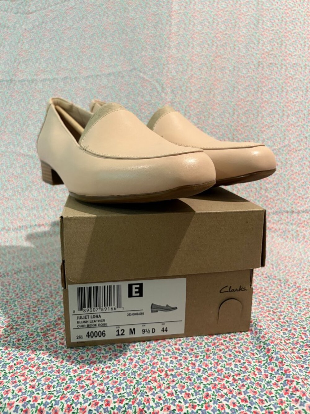 Clarks Juliet Lora Blush loafer, 1" stacked heel, new in box, size 12
